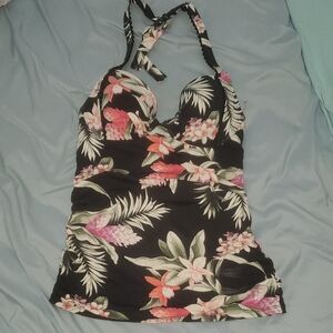 Tommy Bahama Black and Pink Floral Tankini
